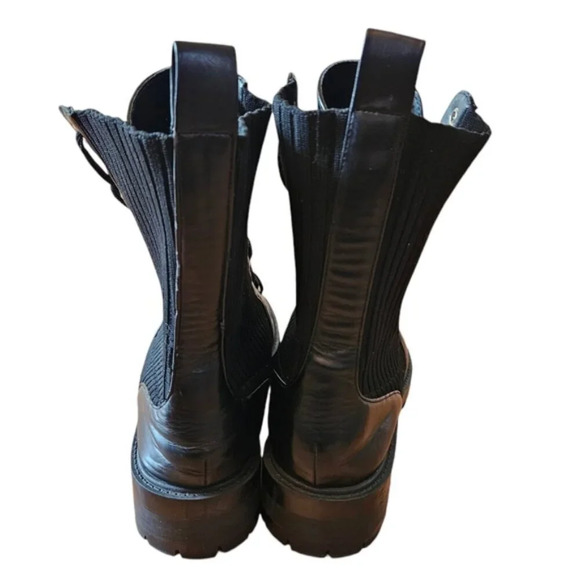 Zara Low Heeled Contrasting Moto Combat Lace Up Ankle Biker Boots Black Size 41. - Picture 11 of 16